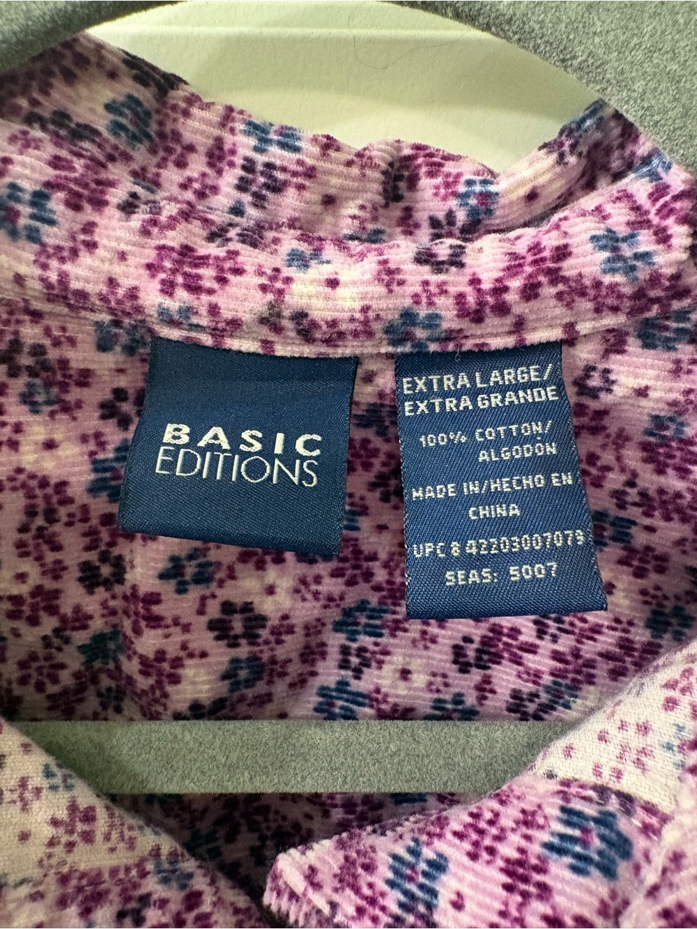 Cottagecore 90s Basic Editions Pink and Purple Floral Button-Up Top - Picture 3 of 4